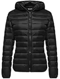 Wantdo Women's Ultra Light Down Jacket Winter Packable Warm Coat Black Medium