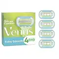 Gillette Venus Extra Smooth Razor Blades Women, Pack of 4 Razor Blade Refills, Lubrastrip with A Touch of Avocado Oils, SkinCushion Helps Protect From Shave Irritation