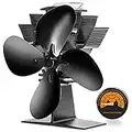 CWLAKON Wood Stove Fan, Heat Powered Stove Fan, 4 Blades Silent Operation Fireplace Fan with Stove Thermometer for Gas/Pellet/Wood Burning Stove