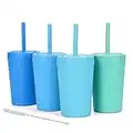 Homestockplus Reusable Wheat Straw Cups with Lid and Straws, 10 Oz Chip Resistant Drinking Cups, Small Water Cups with Silicone Straws - BPA Free Dishwasher Safe for Milk, Drinks, Smoothies