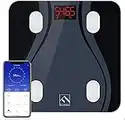 Smart Body Fat Scales, Digital Bathroom Weight Scales Bluetooth Body Fat Scale FITINDEX Body Composition Monitors High Precision Weighing Scale with Smartphone App for BMI Muscle (Black)