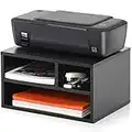 FITUEYES Organiseur Bureau Bois Noir avec 3 Rangements Fournitures Support d'Imprimante 40x30x22cm DO304001WB