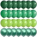 12 Inch Green Balloons Different Shades Dark Green Emerald Green Lime Green Chrome Metallic Green Latex Balloons for Jungle Safari Party Decorations 70 Count