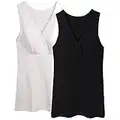 ZUMIY Chaleco de Maternidad Tank de Lactancia Sujetador para Camiseta para Mujer/Top Premamá (M, Black+White/ 2Pack)