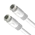 RG6 Coaxial Cable, TV Coax Cable, 16ft RFAdapter White 75 Ohm Quad Shield CL2 Digital Cord with F-Male Connectors, Ideal for TV Antenna DVR Satellite