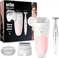 Braun Silk-épil 5 Epilator For Hair Removal, 3 In 1, Includes Shaver & Trimmer Head, Cordless, Gentle Hair Removal Setting, Wet & Dry, 100% Waterproof, 2 Pin Bathroom Plug, 5-820, White/Pink