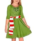 Remimi Green Costume Dress Little Girls Christmas Gift Holiday Party Xmas Skater Dresses 13-14 Years