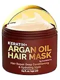 Moroccan Argan Oil Hair Mask with Keratin - Hair Treatment for Repair, Hydrating & Beauty - Vitamin Complex for All Hair Types - Morrocan Oil Hair Mask with Omega 3, 9, Vitamin E - Protein Nourishment Masque