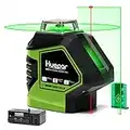 Huepar Self-Leveling Green Laser Level Cross Line with 2 Plumb Dots Laser Tool -360 Degree Horizontal Line Plus Large Fan Angle of Vertical Beam with Up & Down Points - Magnetic Pivoting Base 621CG