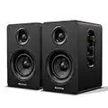 Sanyun SW208 Altavoces de estantería Activos Bluetooth 5.0 de 3 "- Unidad de Altavoz de Fibra de Carbono de 60W - DAC Integrado de 24bits - Altavoces para Juegos de Monitor de computadora(par, Negro)