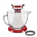 Design for Kitchenaid Mixer Bowl Replacement, 5 QT Glass Mixing Bowls Compatible With Kitchen aid Stand Mixer, With Fixed Plastic Base, Pour Spout and Measurement Markings
