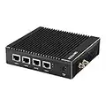 Sharevdi Fanless Mini PC, Firewall Micro Appliance with 4*Intel Gigabit Ethernet, Support AES-NI, OPNsense, Ubuntu, ClearOS, HDMI/VGA/USB3.0, 8G RAM 128GB SSD.