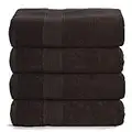 Belizzi Home 4 Pack Bath Towel Set 27x54, 100% Ring Spun Cotton, Ultra Soft Highly Absorbent Machine Washable Hotel Spa Quality Bath Towels for Bathroom, 4 Bath Towels - Chocolate Brown