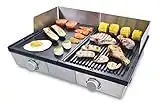 Solis Deli Grill 7951 Plancha Electrique - Grill Electrique - Plaque de Gril en Acier Inoxydable - Plaque de Cuisson Posable - Protection Contre les Éclaboussures et 2 Spatules Inclus