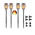 Solar Torch Lights,IMAGE LED Solar Path Light with Flickering Flame, Solar Tiki Torches, Waterproof Wireless Outdoor Garden Decorations Landscape Pathway Lighting with Auto On/Off Dusk to Dawn (4 PCS)