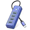 USB C Hub, Orico Adaptador Hub de 4 Puertos para portátiles, teléfonos móviles, tabletas, con Cable de 0,15m, Hub USB 3.0 Compatible con Mac OS 10.x y Superior, Linux, Android, Azul