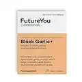 Black Garlic+ 250mg Odourless Vegan Suitable Supplement - High Strength Native Black Garlic (Allium sativum) Extract - 28 Day Supply - Developed by FutureYou Cambridge, UK