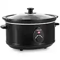 Andrew James Slow Cooker 3.5L | Tempered Glass Lid & Removable Ceramic Bowl | 3 Temperature Settings | Make up to 10 Portions | 200W | Black