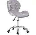 Charles Jacobs Office Swivel Computer Desk Chair with a Height Adjustable Chrome base and Wheels - Grey Velvet