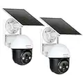 DEKCO 2K Solar Security Cameras Wireless Outdoor, 360° View Pan Tilt Spotlight Battery Powered WiFi Security System, 2-Way Talk, HD Night Vision, Human Motion Detection (DC9L)