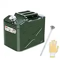 Zemoeng Jerry Can 20L Metal, Petrol Can with Flexible Spout, UN Approved Fuel Can for Petrol Diesel and Other Dangerous Goods - Green