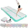 SK DEPOT Inflatable Yoga Track Inflatable Gymnastics Mattress 10ft x 3.4ft x 0.3ft Artistic Gymnastics Tumbling Track Mat Indoor Outdoor Thickness Air Track for Gym Home (Green)