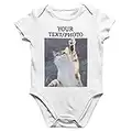 Yourdesign Personalised Baby Grow All in One Romper Add Photos and Text Same Day Dispatch Customise Baby Clothes Printed with Vegan Toxic Free Vegan Inks Dispatched with Packaging White, 0-3