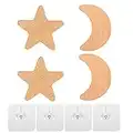 Gancio da parete per bambini, Attaccapanni, Appendiabiti a Parete Legno Ganci, Pomello in Legno a Forma di Stella Luna Set 4 Pezzi