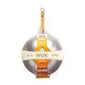 School of Wok - 14"/36cm Heavy Duty Carbon Steel Wok, Flat Bottom, Bamboo Handle