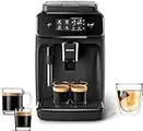 Philips 1200 Series Fully Automatic Espresso Machine - Classic Milk Frother, 2 Coffee Varieties , Intuitive Touch Display, Black, (EP1220/04)