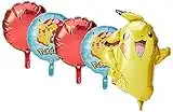 amscan 3633401 Pokémon Foil Balloon Bouquet with Pikachu Design-5 Pcs, Red, Large