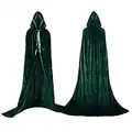 Proumhang Largo Capa con Capucha Terciopelo Disfraz de Halloween para Mujeres Hombres Halloween Carnaval Navidad Fiesta Disfraces Verde