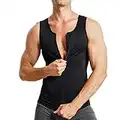 MOLUTAN Mens Compression Shirt Belly Slimming Body Shaper Vest Sleeveless Zipper Undershirt Tank Top Shapewear for Stomach and Back (Black, X-Large)