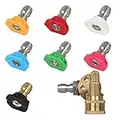 STYDDI Pivoting Coupler Kit for Pressure Washer, Pressure Washer Tips and Quick Connect Pivot Adapter Coupler with 5 Rotation Angles, Soap and Rinse Jet Stream Tips, 1/4 inch, 2.5 GPM, 4500 PSI