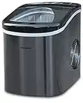 Frigidaire EFIC117-SSBLACK-COM EFIC117-SSBLACK 26 Lbs Portable Compact Maker, Stainless Steel Ice Making Machine, Medium, Black Stainless