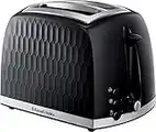 Russell Hobbs 26061 2 Slice Toaster - Contemporary Honeycomb Design with Extra Wide Slots and High Lift Feature, Black