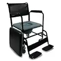 Mobiclinic, Barco, Silla con WC o inodoro para ancianos, Marca Española, para discapacitados, minusválidos, Silla orinal con ruedas, Asiento ergonómico, Reposapiés antideslizantes, Negro