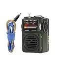 Raddy RF750 - Radio portátil de onda corta AM/FM/SW/WB receptor con Bluetooth y alertas NOAA, mini radio retro de bolsillo, recargable, con antena de cable de 9.85 pies