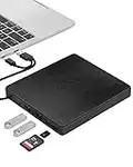 Maxesla Lettore CD Esterno per PC Portatile USB 3.0 Type-C, Masterizzatore DVD Esterno con 1 Slot per Schede SD, 1 TF e 2 Portas USB, DVD 8XCD 24XSuper Veloce, Basso Rumore Lettore DVD Esterno, PC Mac