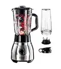 Russell Hobbs Frullatore, 1.5 L, Shaker proteine, Borraccia sport 600 ml, Lama 4 Punte Acciaio Inox Rimovibile, Vetro e Acciaio Resistente, 600 W, 23821-56, Esclusiva Amazon