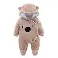 AIKSSOO Newborn Baby Warm Bear Footie Romper Thick Fleece Jumpsuit Winter Outerwear