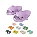 Cute Slippers for Women - Shark Slides Adult - Shark Slippers Shower Shoes - Non-Slip Beach Shoes EVA Soft Couples Slippers, Purple, 8.5-9 Women/7-8 Men