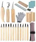 Fiabgum Herramientas De Talla De Madera, 26 PCS cinceles para madera, Conjunto De Herramientas Con Cuchillo De Gancho, Juego De Cinceles, Cuchillos Para Tallar Madera Seco, Para amantes del grabado.