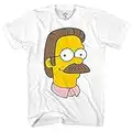 The Simpsons Mens Homer Shirt - Homer, Moe Szyslak, Chief Wiggum, Ned Flanders, Bart, Lisa Big Face Costume Cosplay T-Shirt (White, XX-Large)