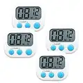 4-Pack Small Digital Kitchen Timer Food Timer, Big Digits Loud Alarm Magnetic Backing Stand with Large LCD Display for Cooking Baking Sports Games Office