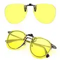 CREYESTAL Clip Lunettes Conduite de Nuit Polarisées, Anti-Eblouissement et Ultra léger, Surlunettes Verres Jaunes, Homme, Femme, Certifié CE