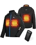 ISSYZONE Chaqueta Calefactable, Chaqueta Térmica Impermeables con Banco de Energía de 9600mAh, Abrigos Eléctrico para Hombres y Mujeres, Ropa de Invierno para Esquí,Caza,Deportes al Aire Libre(L)