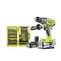 RYOBI - Perceuse à percussion 2 vitesses 18V ONE+ Brushless - 2 Batteries 5.0 Ah et 2.0 Ah - 1 chargeur - 38 accesssoires - R18PD7-252SA38