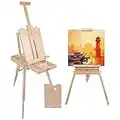 Kurtzy 180cm/70 Inches French Style Large Wooden Art Easel and Sketch Box - Adjustable - Foldable Tripod Easel Stand with Artist Drawer and Painting Palette - Display Paintings & Portraits