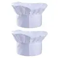 SERWOO 2PCS Toques Blanches en Polyester-Coton Cahpeau de Chef Toque Cuisinier